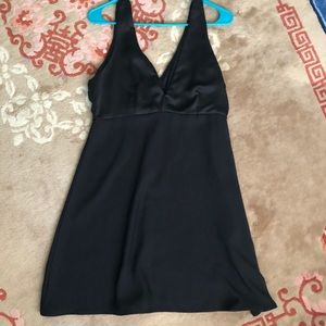 AQUA Lace V-Neck Little Black Dress